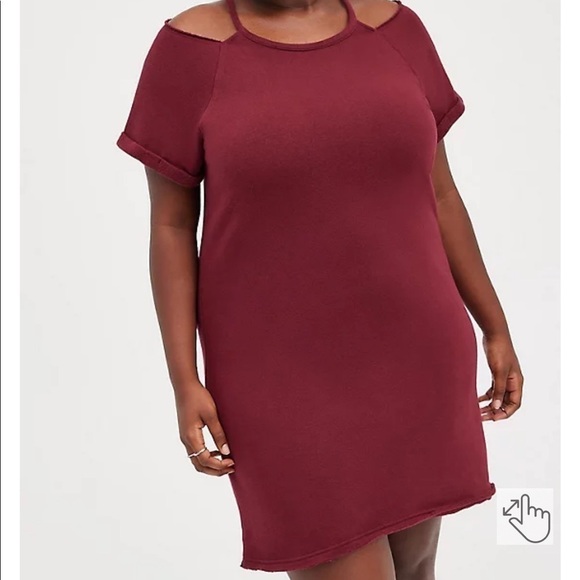 TORRID cold shoulder wine cozy fleece dress! - Picture 1 of 6